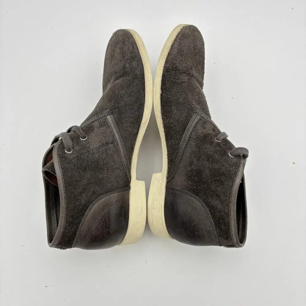 John Varvatos Dark Brown Suede Chukka Boots with Cream Sole